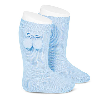 Calcetines Altos con borlas Azul bebé (410) Cóndor