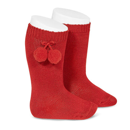 Calcetines Altos con borlas Rojo (550) Cóndor