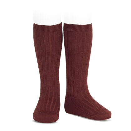 Calcetines altos básicos canalé Granate (575) Cóndor