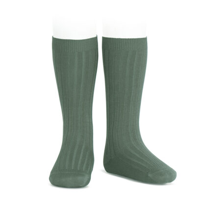 Calcetines altos básicos canalé Verde líquen (761) Cóndor