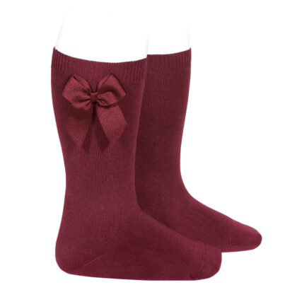 Calcetines altos algodón con lazo lateral Granate (575) Cóndor
