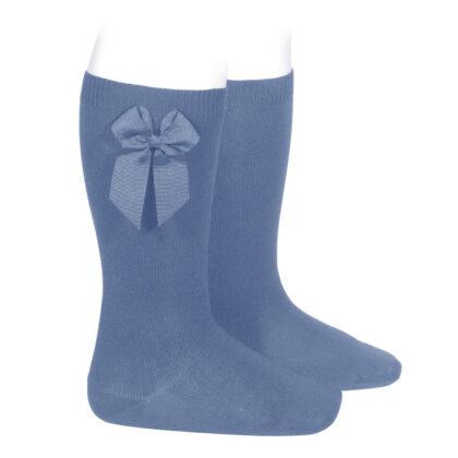 Calcetines altos algodón con lazo lateral azul Francia (449) Cóndor