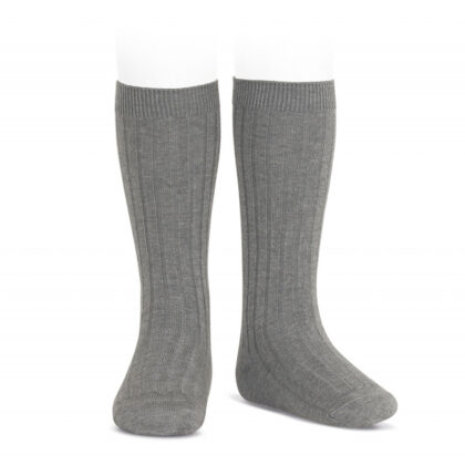Calcetines altos básicos canalé gris claro (230)