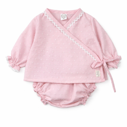 Conjunto Burano plumeti rosa