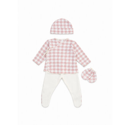 Conjunto new born vichy rosa
