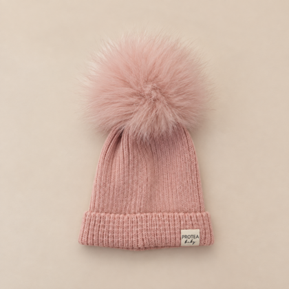 Gorro canalé Noruega rosa vintage